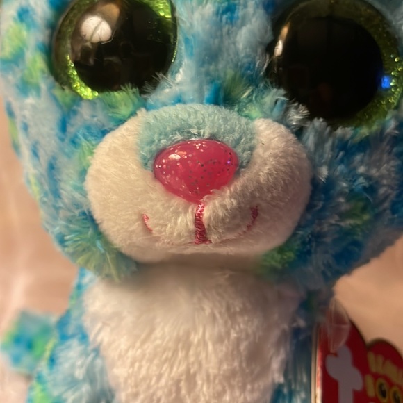 Leona the cat Beanie Boo’s Collection- small 6” tall green & blue leopard spots - Picture 2 of 9